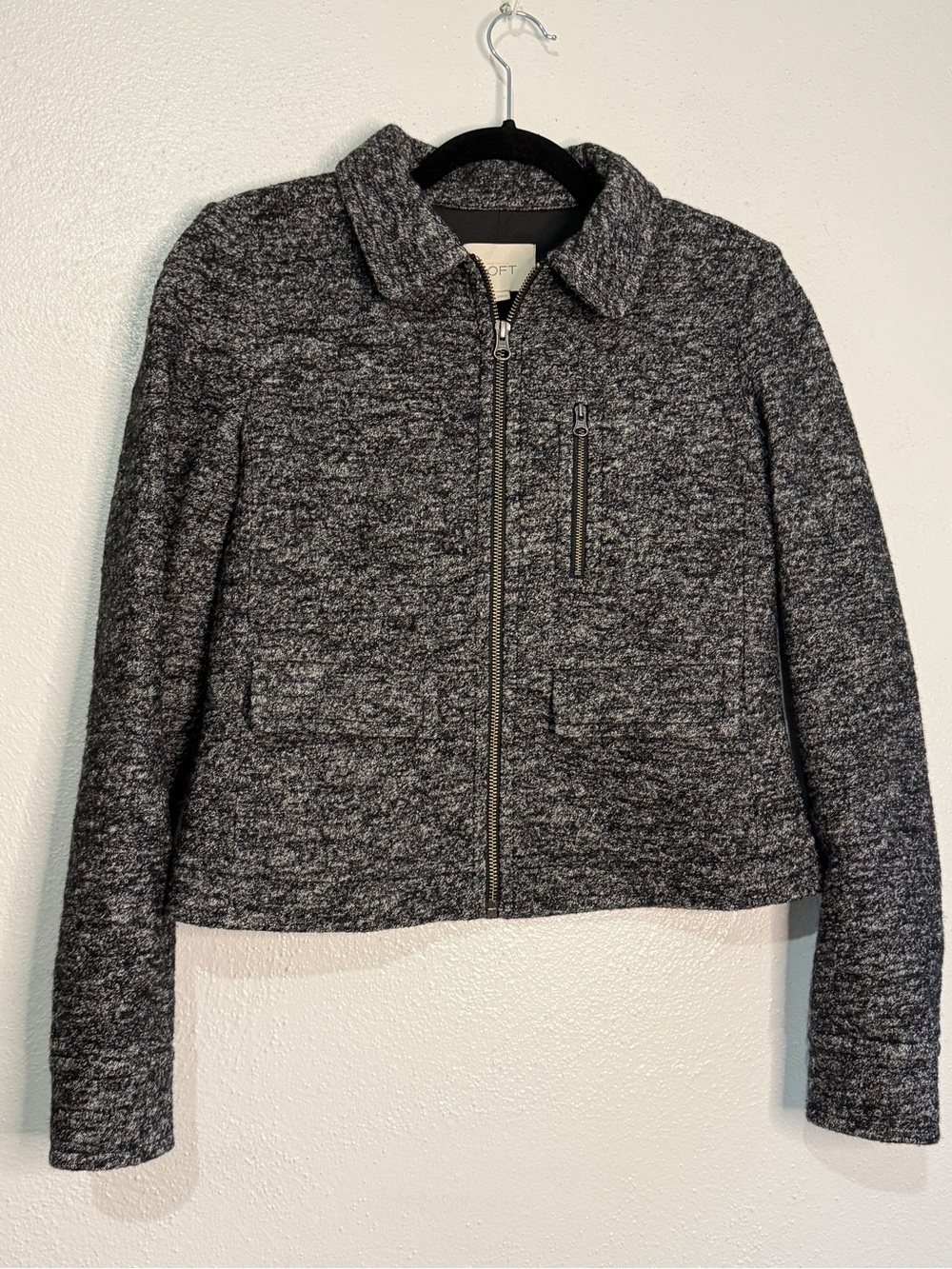 Ann Taylor Loft gray tweed cropped jacket. Sz XS.